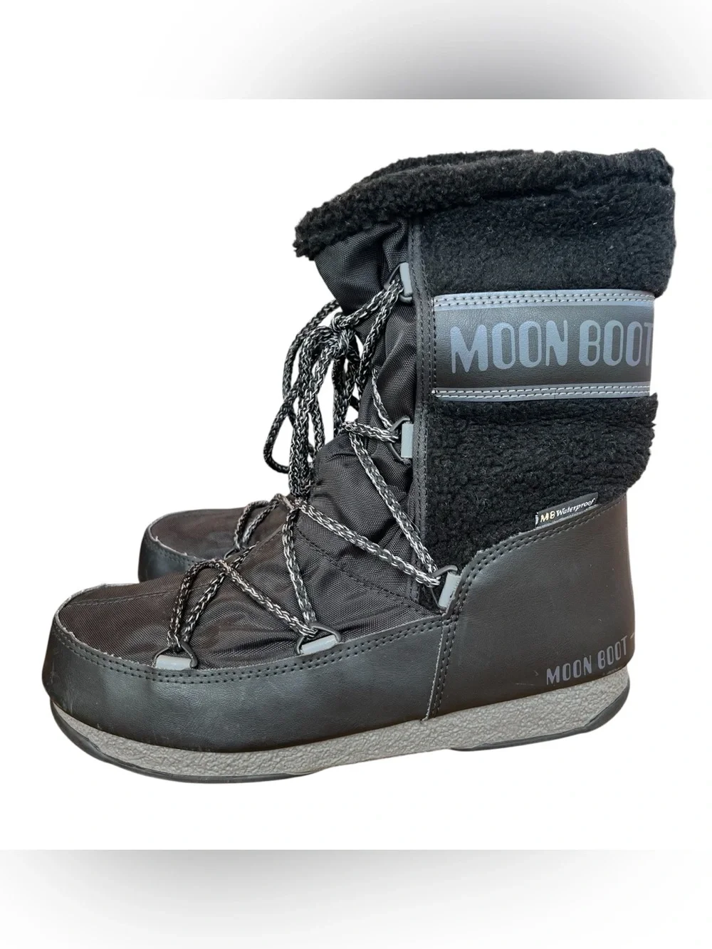 Moon Boot Monaco Wool Mid Calf Black Snow Boots Size 7